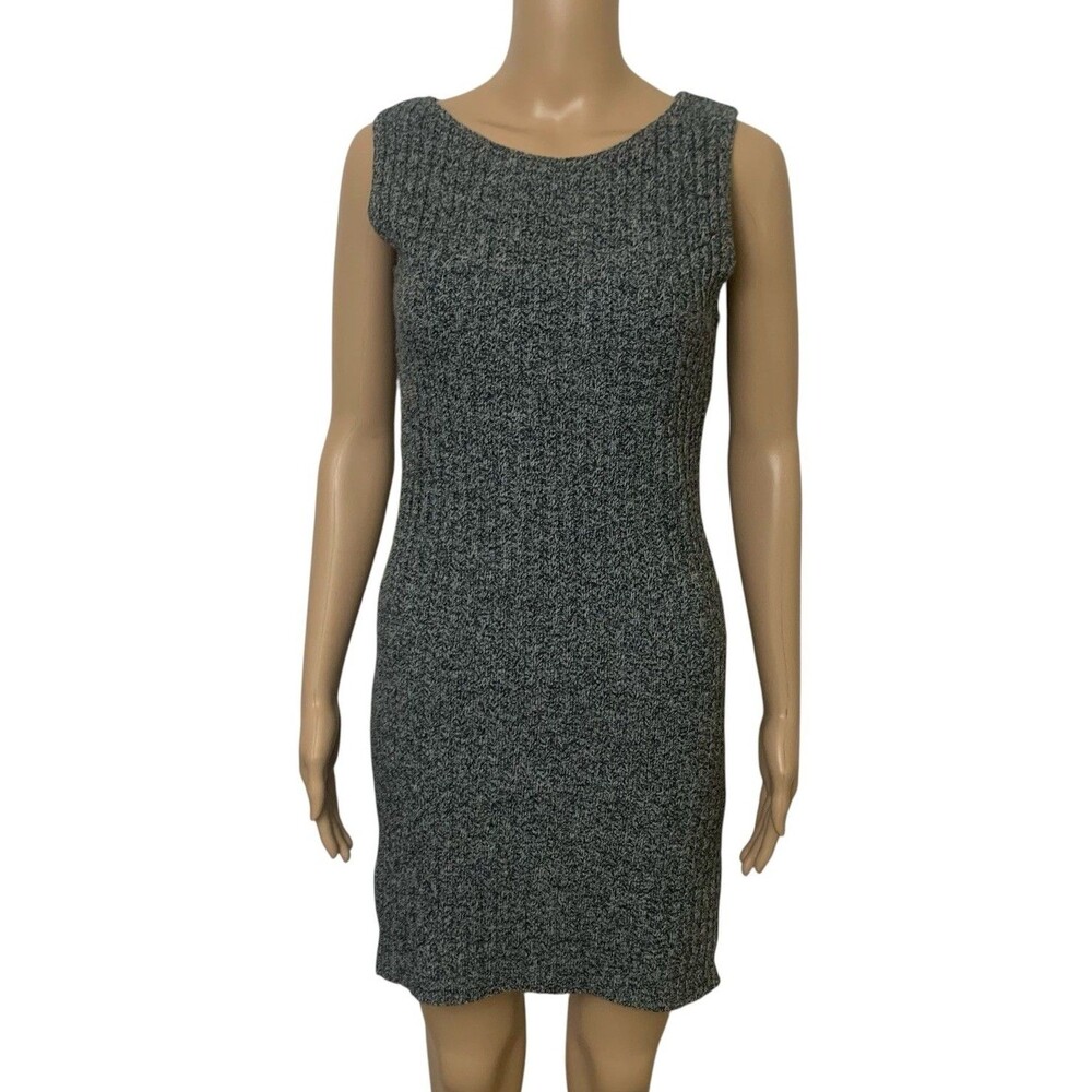 G.A.S VTG Ribbed Sweater Dress Womens M Sleeveless Bodycon Y2K Minimalist Chic